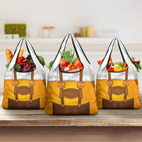 Traditional German Costume - Lederhosen and Soft Pretzel Grocery Bag Oktoberfest Beer Head Funny Style