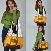 Traditional German Costume - Lederhosen and Soft Pretzel Grocery Bag Oktoberfest Beer Head Funny Style