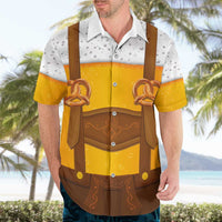 Traditional German Costume - Lederhosen and Soft Pretzel Hawaiian Shirt Oktoberfest Beer Head Funny Style