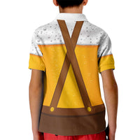 Traditional German Costume - Lederhosen and Soft Pretzel Kid Polo Shirt Oktoberfest Beer Head Funny Style
