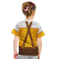Traditional German Costume - Lederhosen and Soft Pretzel Kid T Shirt Oktoberfest Beer Head Funny Style