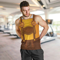 Traditional German Costume - Lederhosen and Soft Pretzel Men Tank Top Oktoberfest Beer Head Funny Style
