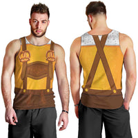 Traditional German Costume - Lederhosen and Soft Pretzel Men Tank Top Oktoberfest Beer Head Funny Style