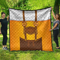 Traditional German Costume - Lederhosen and Soft Pretzel Quilt Oktoberfest Beer Head Funny Style