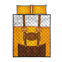 Traditional German Costume - Lederhosen and Soft Pretzel Quilt Bed Set Oktoberfest Beer Head Funny Style