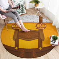 Traditional German Costume - Lederhosen and Soft Pretzel Round Carpet Oktoberfest Beer Head Funny Style