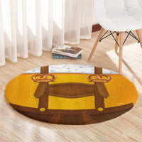 Traditional German Costume - Lederhosen and Soft Pretzel Round Carpet Oktoberfest Beer Head Funny Style