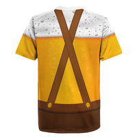 Traditional German Costume - Lederhosen and Soft Pretzel Rugby Jersey Oktoberfest Beer Head Funny Style