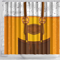 Traditional German Costume - Lederhosen and Soft Pretzel Shower Curtain Oktoberfest Beer Head Funny Style