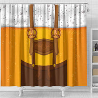Traditional German Costume - Lederhosen and Soft Pretzel Shower Curtain Oktoberfest Beer Head Funny Style