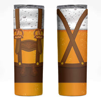 Traditional German Costume - Lederhosen and Soft Pretzel Skinny Tumbler Oktoberfest Beer Head Funny Style