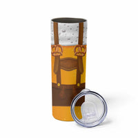 Traditional German Costume - Lederhosen and Soft Pretzel Skinny Tumbler Oktoberfest Beer Head Funny Style