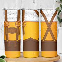Traditional German Costume - Lederhosen and Soft Pretzel Skinny Tumbler Oktoberfest Beer Head Funny Style