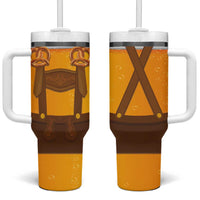 Traditional German Costume - Lederhosen and Soft Pretzel Tumbler With Handle Oktoberfest Beer Head Funny Style