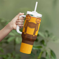 Traditional German Costume - Lederhosen and Soft Pretzel Tumbler With Handle Oktoberfest Beer Head Funny Style
