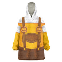Traditional German Costume - Lederhosen and Soft Pretzel Wearable Blanket Hoodie Oktoberfest Beer Head Funny Style