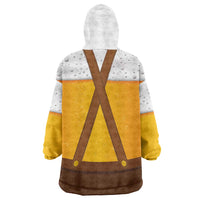 Traditional German Costume - Lederhosen and Soft Pretzel Wearable Blanket Hoodie Oktoberfest Beer Head Funny Style
