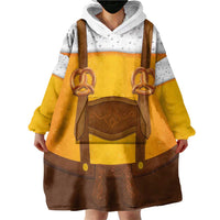 Traditional German Costume - Lederhosen and Soft Pretzel Wearable Blanket Hoodie Oktoberfest Beer Head Funny Style