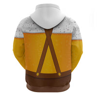 Traditional German Costume - Lederhosen and Soft Pretzel Zip Hoodie Oktoberfest Beer Head Funny Style