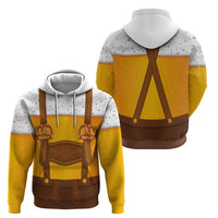 Traditional German Costume - Lederhosen and Soft Pretzel Zip Hoodie Oktoberfest Beer Head Funny Style