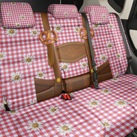 Traditional German Costume - Lederhosen and Soft Pretzel Back Car Seat Cover Blue Plaid Pattern with Edelweiss Flowers