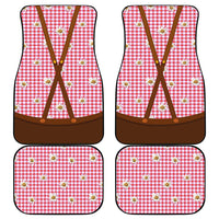 Traditional German Costume - Lederhosen and Soft Pretzel Car Mats Blue Plaid Pattern with Edelweiss Flowers