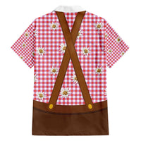 Traditional German Costume - Lederhosen and Soft Pretzel Family Matching Short Sleeve Bodycon Dress and Hawaiian Shirt Blue Plaid Pattern with Edelweiss Flowers