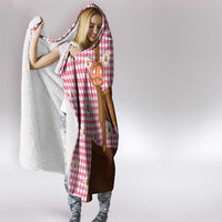 Traditional German Costume - Lederhosen and Soft Pretzel Hooded Blanket Blue Plaid Pattern with Edelweiss Flowers