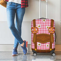 Traditional German Costume - Lederhosen and Soft Pretzel Luggage Cover Blue Plaid Pattern with Edelweiss Flowers