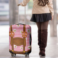 Traditional German Costume - Lederhosen and Soft Pretzel Luggage Cover Blue Plaid Pattern with Edelweiss Flowers