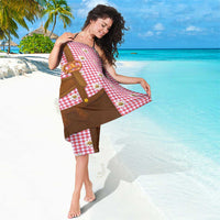 Traditional German Costume - Lederhosen and Soft Pretzel Sarong Blue Plaid Pattern with Edelweiss Flowers