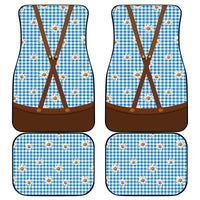 Traditional German Costume - Lederhosen and Soft Pretzel Car Mats Red Plaid Pattern with Edelweiss Flowers