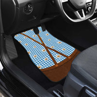 Traditional German Costume - Lederhosen and Soft Pretzel Car Mats Red Plaid Pattern with Edelweiss Flowers