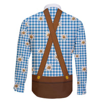 Traditional German Costume - Lederhosen and Soft Pretzel Family Matching Long Sleeve Bodycon Dress and Hawaiian Shirt Red Plaid Pattern with Edelweiss Flowers