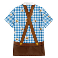 Traditional German Costume - Lederhosen and Soft Pretzel Family Matching Short Sleeve Bodycon Dress and Hawaiian Shirt Red Plaid Pattern with Edelweiss Flowers
