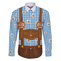 Traditional German Costume - Lederhosen and Soft Pretzel Family Matching Short Sleeve Bodycon Dress and Hawaiian Shirt Red Plaid Pattern with Edelweiss Flowers