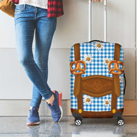 Traditional German Costume - Lederhosen and Soft Pretzel Luggage Cover Red Plaid Pattern with Edelweiss Flowers