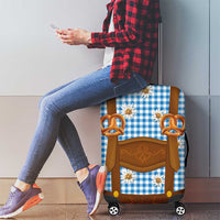 Traditional German Costume - Lederhosen and Soft Pretzel Luggage Cover Red Plaid Pattern with Edelweiss Flowers