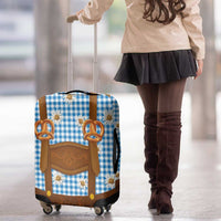 Traditional German Costume - Lederhosen and Soft Pretzel Luggage Cover Red Plaid Pattern with Edelweiss Flowers