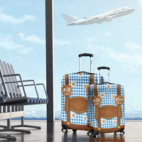 Traditional German Costume - Lederhosen and Soft Pretzel Luggage Cover Red Plaid Pattern with Edelweiss Flowers