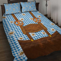 Traditional German Costume - Lederhosen and Soft Pretzel Quilt Bed Set Red Plaid Pattern with Edelweiss Flowers