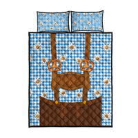 Traditional German Costume - Lederhosen and Soft Pretzel Quilt Bed Set Red Plaid Pattern with Edelweiss Flowers