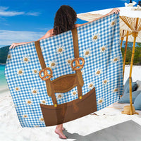 Traditional German Costume - Lederhosen and Soft Pretzel Sarong Red Plaid Pattern with Edelweiss Flowers