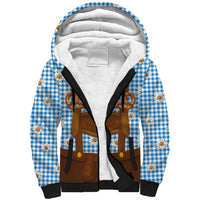 Traditional German Costume - Lederhosen and Soft Pretzel Sherpa Hoodie Red Plaid Pattern with Edelweiss Flowers