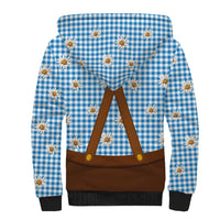 Traditional German Costume - Lederhosen and Soft Pretzel Sherpa Hoodie Red Plaid Pattern with Edelweiss Flowers