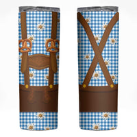 Traditional German Costume - Lederhosen and Soft Pretzel Skinny Tumbler Red Plaid Pattern with Edelweiss Flowers