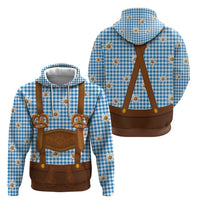 Traditional German Costume - Lederhosen and Soft Pretzel Zip Hoodie Red Plaid Pattern with Edelweiss Flowers