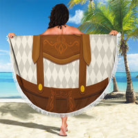 Traditional German Costume - Lederhosen and Soft Pretzel Beach Blanket Old Vintage Bavarian Pattern