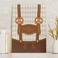 Traditional German Costume - Lederhosen and Soft Pretzel Canvas Wall Art Old Vintage Bavarian Pattern