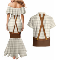Traditional German Costume - Lederhosen and Soft Pretzel Couples Matching Mermaid Dress and Hawaiian Shirt Old Vintage Bavarian Pattern